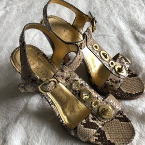 Coach vintage snake skin sandal heels